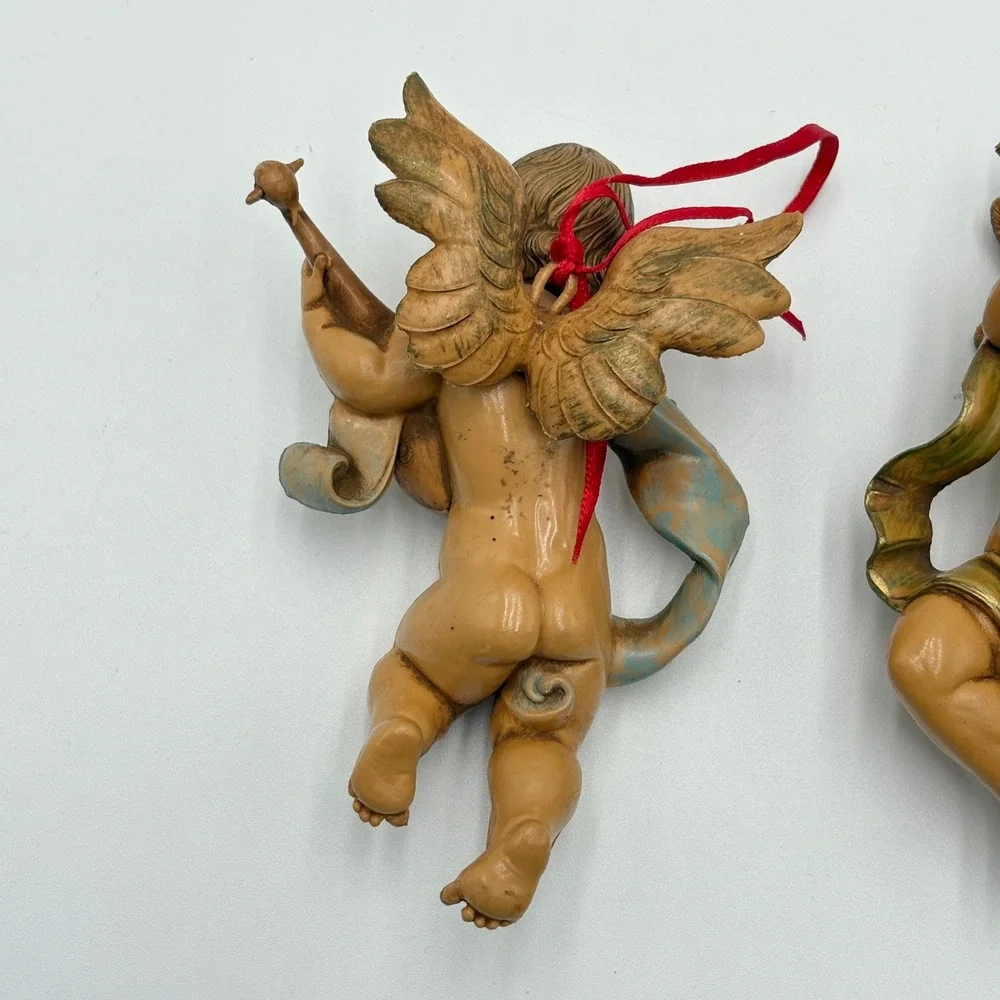 Vintage Fontanini Cherub Angel Ornaments Set of 3 Depose Italy Musical Figures